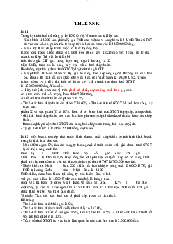 Bài tập ôn tập học phần Thuế