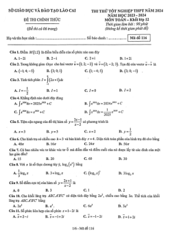 Đề thi thử tốt nghiệp THPT năm 2024 môn Toán sở GD&ĐT Lào Cai