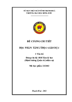 Đề cương chi tiết: Tâm lý học giáo dục | Đại học Sư Phạm Hà Nội