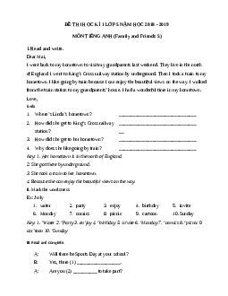 Ôn thi học kì 1 môn Tiếng Anh lớp 5 Family and Friends