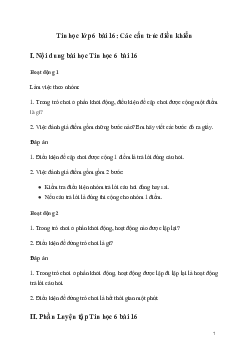 Giải Tin học 6 Bài 16: Các cấu trúc điều khiển | Kết nối tri thức