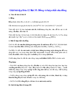 Giải bài tập Hóa 12 bài 35: Đồng và hợp chất của đồng