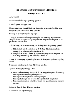 Đề cương ôn tập học kì 2 môn Công nghệ 6 | Kết nối tri thức