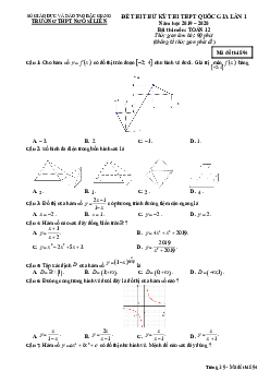 Đề thi thử Toán THPT Quốc gia 2020 lần 1 trường Ngô Sĩ Liên – Bắc Giang