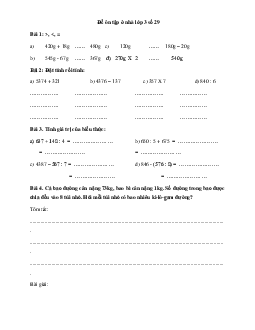 Đề ôn tập ở nhà lớp 3 số 29 có đáp án - (Ngày 03/4)