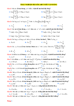 TOP 70 Câu trắc nghiệm Toán 11 bài lôgarit mức vận dụng