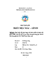 Quy luật sản xuất phù hợp với tính chất và trình độphát triển của LLSX và sự vận dụng trong quá trìnhxây dựng kinh tế ở Việt Nam hiện nay - Triết học Mác Lenin| Đại học Kinh Tế Quốc Dân
