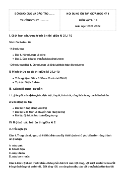 Đề cương ôn tập giữa học kì 2 môn Vật lí 10 sách Cánh diều