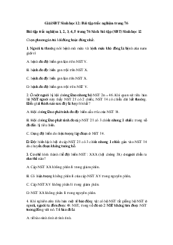 Giải SBT Sinh học 12: Bài tập trắc nghiệm trang 76