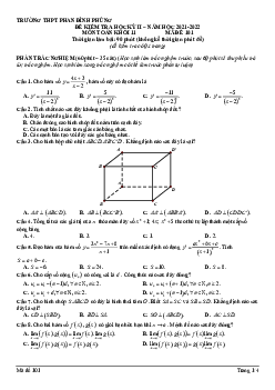 Đề học kỳ 2 Toán 11 năm 2021 – 2022 trường THPT Phan Đình Phùng – Hà Nội