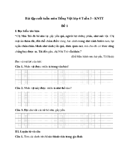 Giải Bài tập cuối tuần lớp 4 môn Tiếng Việt Kết nối tri thức - Tuần 3