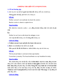 Tài liệu về các lỗi sai về liên từ-Conjunction trong Tiếng Anh 12 và cách khắc phục