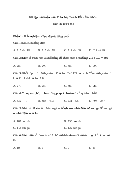 Bài tập cuối tuần Toán lớp 2 Kết nối Tri thức Tuần 29