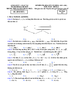 Đề thi HK1 Toán 12 năm 2019 – 2020 trường THPT Nguyễn Trung Trực – TP HCM