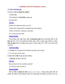 Tài liệu về các lỗi sai về số từ-numeral trong Tiếng Anh 12 và cách khắc phục