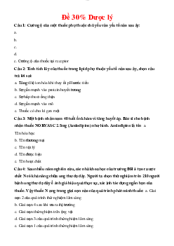 Câu hỏi trắc nghiệm ôn tập môn Dược lý có đáp án