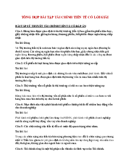 Tổng hợp bài tập Tài chính Tiền tệ có lời giải | Học viện Nông nghiệp Việt Nam