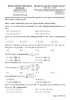 Đề thi HK2 Toán 10 năm 2020 – 2021 trường THPT Phan Đình Phùng – Hà Nội