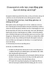 Vai trò của chương trình học, hoạt động giáo dục