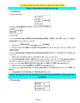 Các dạng bài tập toán 11 về Hai mặt phẳng song song