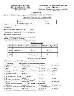 Phòng GD&ĐT Phúc Yên - Đề thi thử học sinh giỏi THPT cấp thành phố Môn Tiếng Anh 12 (có đáp án)