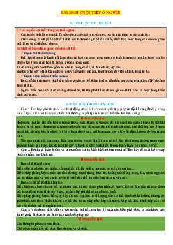 Chuyên đề KHTN 8 Kết nối tri thức bài 38 Hệ nội tiết ở người (có đáp án)