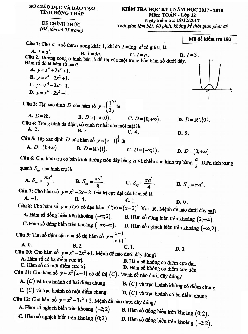 Đề kiểm tra học kỳ 1 Toán 12 năm học 2017 – 2018 sở GD và ĐT Đồng Tháp