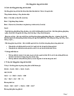 Cân bằng phản ứng oxi hóa khử- Hóa học 10 - Kết Nối Tri Thức
