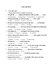 Unit 4 review môn English  | Trường đại học kinh doanh và công nghệ Hà Nội