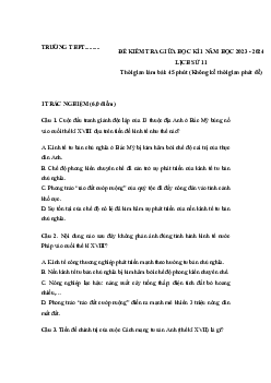 Đề thi giữa học kì 1 môn Địa lí 11 năm 2023 - 2024 sách Cánh diều