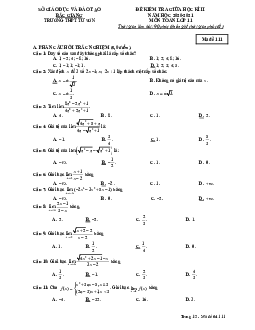 Đề thi giữa học kì 2 Toán 11 năm 2020 – 2021 trường THPT Tứ Sơn – Bắc Giang