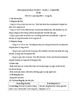 Giáo án Toán lớp 4 Tuần 27 | Cánh diều