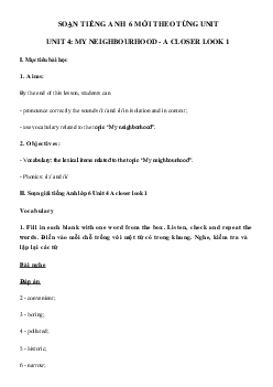 Tiếng Anh lớp 6 unit 4 A closer look 1