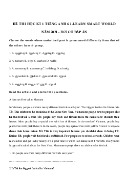 Đề thi tiếng Anh lớp 6 học kì 1 i-Learn Smart World số 5