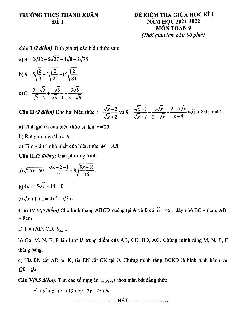 Đề thi giữa học kì 1 Toán 9 năm 2021 – 2022 trường THCS Thanh Xuân – Hà Nội
