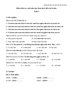 Bài tập cuối tuần Toán lớp 4 Kết nối tri thức - Tuần 6 (Nâng cao)