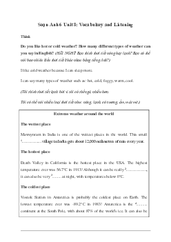 Giải Tiếng Anh 6 Unit 8: Vocabulary and Listening - Friends Plus