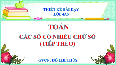 Bài giảng điện tử môn Toán 4 | 5. T1. BÀI 7. CÁC SỐ CÓ NHIỀU CHỮ SỐ (TIẾP THEO) | Cánh diều