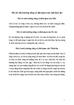 Văn mẫu Nói về môi trường sống và thói quen của một loài vật (3 mẫu) | Kết nối tri thức