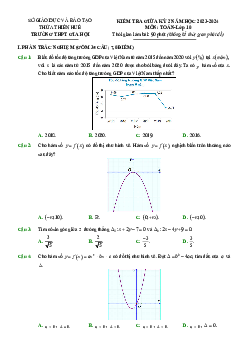 Đề thi giữa kỳ 2 Toán 10 năm 2023 – 2024 trường THPT Gia Hội – TT Huế