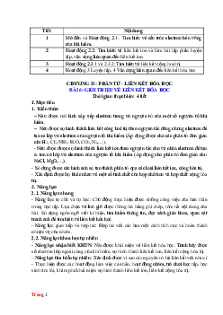 Giáo án KHTN 7 kết nối tri thức bài 6: Giới thiệu về liên kết hóa học