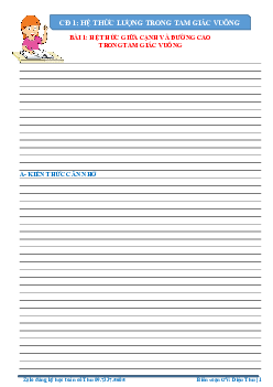 Bài tập chuyên đề hệ thức lượng trong tam giác vuông