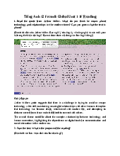 Giải SGK Tiếng Anh 12 Friends Global Unit 1 1F Reading