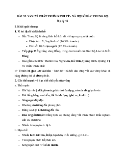 Địa Lý 12 bài 35: Vấn đề phát triển kinh tế - xã hội ở Bắc Trung Bộ