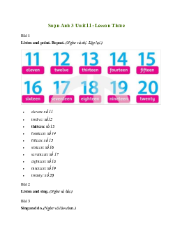 Giải Tiếng Anh lớp 3 Unit 11: Lesson Three | Family and Friends