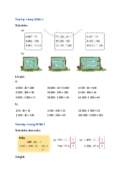 Bài 39: Toán lớp 4 trang 89, 90 Chia cho 10, 100, 1 000,… Cánh diều