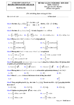 Đề KSCL Toán 11 lần 1 năm 2019 – 2020 trường Nguyễn Viết Xuân – Vĩnh Phúc