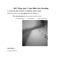 SBT Tiếng Anh 7 Cánh Diều Unit 4 Reading