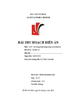 Bài thu hoạch diễn án | Học viện Tư pháp