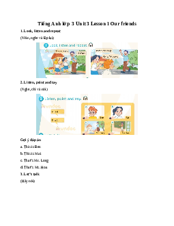 Tiếng Anh lớp 3 Global Success Unit 3 Lesson 1 Our friends